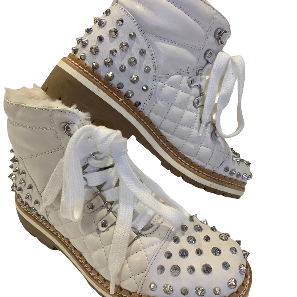 Sam Edelman White Fur Ankle Boots 6.5